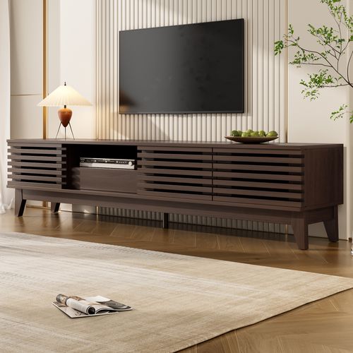 Meuble TV 170x35x40 Cm, 3 Portes, 1 Tiroir, Panneaux particules, Marron, Design Vintage