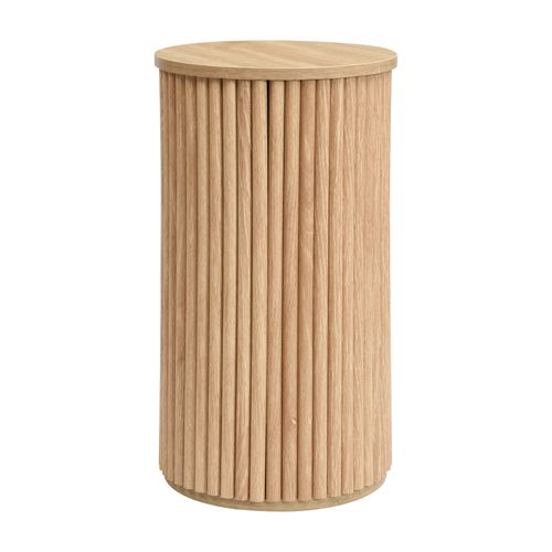 Lot De 2 Table Basse Ronde Modulable Avec Lattes Décor Bois, En Mdf, Couleur Naturel