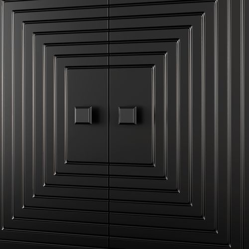 Buffet 6 Portes 160x38x75.5 Cm Design Mat Noir Panneaux Particule Pieds Noir