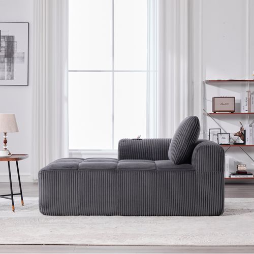 Canapé Droit 158×93×61 Cm Avec Poches Latérales, Porte-gobelets, Coussin, En Tissu, Gris Foncé