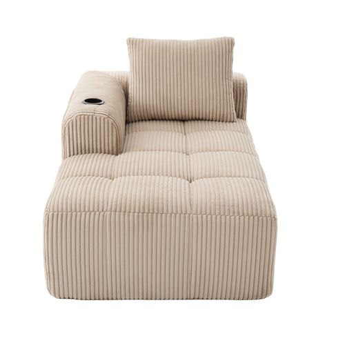 Canapé Droit 2 Places 158×93×61 Cm Avec Poches Latérales, Porte-gobelets, Coussin, En Tissu, Kaki