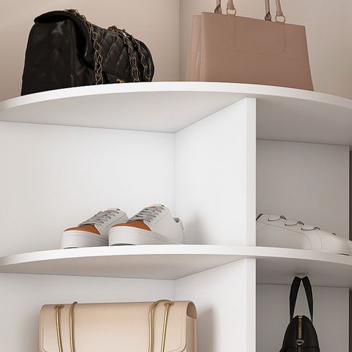 Armoire à Chaussures Rotative 360° De 7 Étages Avec Rangement Pour 28 Paires, En Pvc, Blanc
