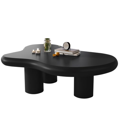 Table Basse Créative En Forme De Nuage, 97x67x32 Cm, Mdf Laqué, Avec Sous-couche En Feutre, Noire