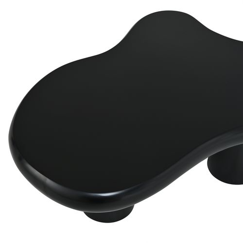 Table Basse Créative En Forme De Nuage, 97x67x32 Cm, Mdf Laqué, Avec Sous-couche En Feutre, Noire