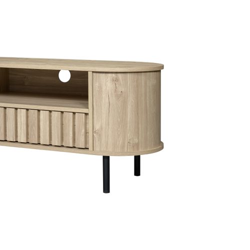 Meuble TV 160x40x48 Cm, 2 Tiroirs, 2 Compartiments Ouvertes, En Mdf, Couleur Bois