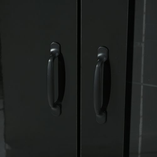 Vitrine LED 60x35x182,5 Cm, 2 Tiroirs Et 2 Portes, Porte En Acrylique, Panneaux Particules, Noir