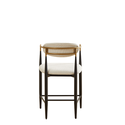 Lot De 2 Fauteuils De Bar Avec Dossier, Accoudoirs, Cadre Métallique, En Tissu, Beige Et Noir