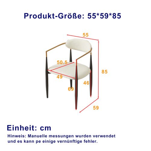 Lot De 2 Fauteuils Salle à Manger Tissu Beige, Structure Métal Noir Et Or
