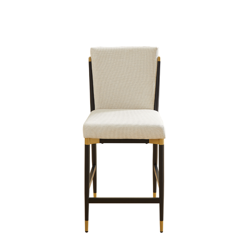 Lot De 2 Tabourets De Bar Avec Dossier Et Cadre Métallique, Style Scandinave, En Tissu, Beige