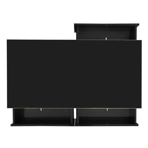 Table Basse Rectangulaire 100x50x40 Cm Avec 3 Tiroirs, Éclairage LED, Finition Brillante, Noir