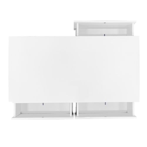 Table Basse Rectangulaire 100x50x40 Cm Avec 3 Tiroirs, Éclairage LED, Finition Brillante, Blanc