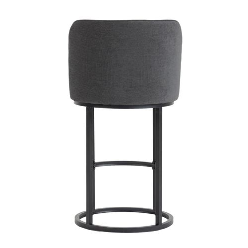 Lot De 2 Tabourets De Bar Avec Pieds En Métal Noirs, Dossier Ergonomique, En Lin, Gris
