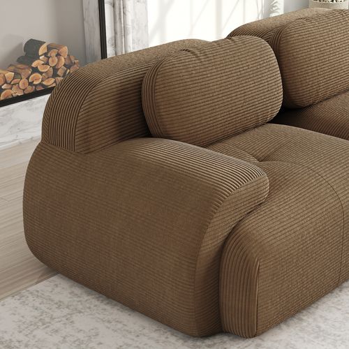 Canapé 2 Places Modulable En Velours Côtelé, Ergonomique, Antidérapant, Marron