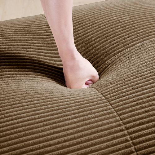 Canapé 2 Places Modulable En Velours Côtelé, Ergonomique, Antidérapant, Marron