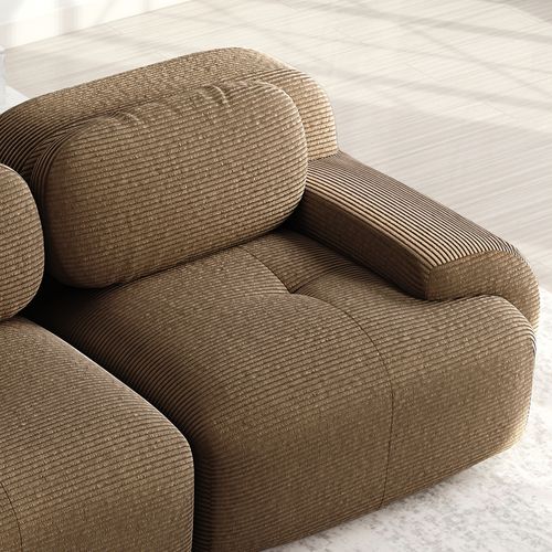 Canapé Angle 2 Places Modulable En Velours Côtelé, Ergonomique, Antidérapant, Marron