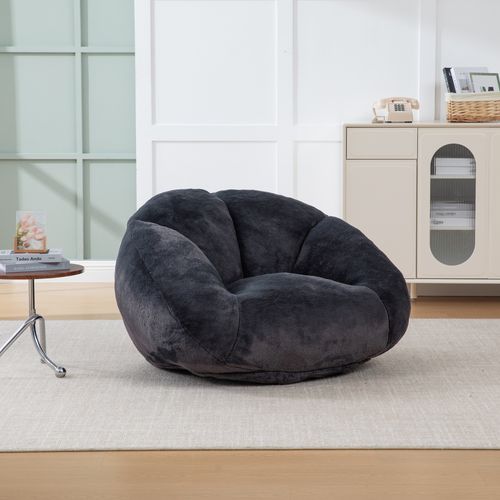 Fauteuil Poire Sans Montage, Rempli De Mousse, Idéal Pour Le Salon Et La Chambre, Velours, Noir
