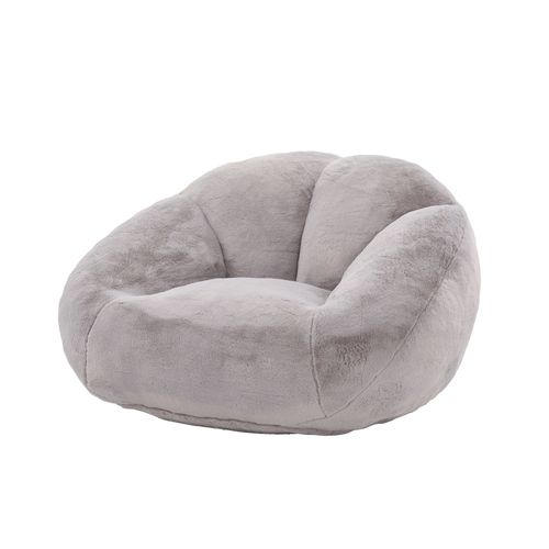 Fauteuil Poire Sans Montage, Rempli De Mousse, Idéal Pour Le Salon, Velours, Gris Clair