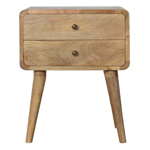 Table De Chevet 45x35x55 Cm Avec 2 Tiroirs, 4 Pieds Stables, En Bois, Couleur Chêne