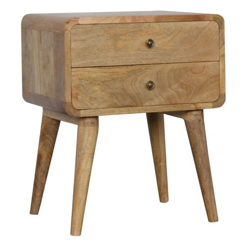 Table De Chevet 45x35x55 Cm Avec 2 Tiroirs, 4 Pieds Stables, En Bois, Couleur Chêne