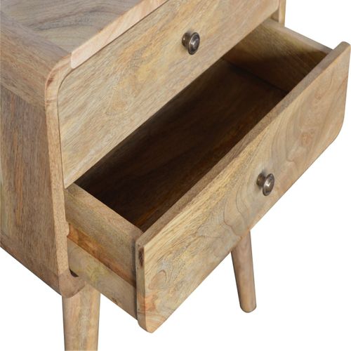 Table De Chevet 45x35x55 Cm Avec 2 Tiroirs, 4 Pieds Stables, En Bois, Couleur Chêne