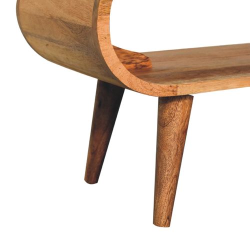 Table Basse 90x35x40 Cm Avec Un Compartiment Ouvert, Pieds Stables, En Bois, Couleur Naturel