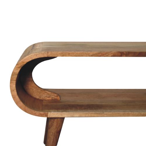 Table Basse 90x35x40 Cm Avec Un Compartiment Ouvert, Pieds Stables, En Bois, Couleur Naturel