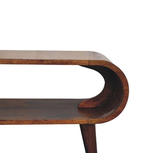 Table Basse 90x35x40 Cm Avec Un Compartiment Ouvert, Pieds Stables, En Bois, Couleur Marron