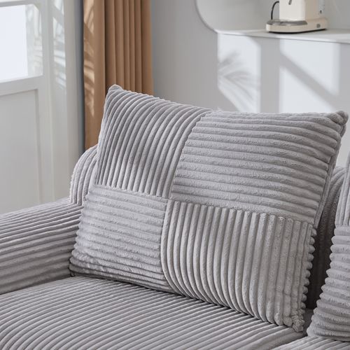 Canapé Modulable 2 Places 200x99x80 Cm, Porte-gobelet Et Rangement Latéral, Tissu, Gris Clair