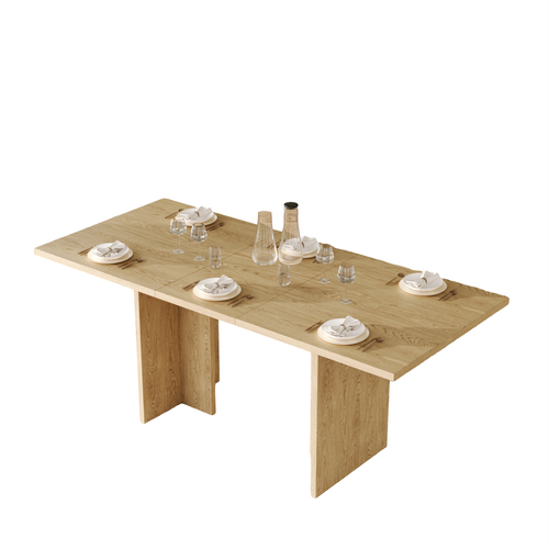 Table à Manger Extensible 140/180x80 Cm Avec Plateau Épais, Rangement Caché, En Mdf, Couleur Chêne