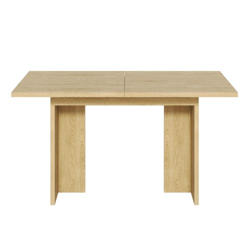 Table à Manger Extensible 140/180x80 Cm Avec Plateau Épais, Rangement Caché, En Mdf, Couleur Chêne