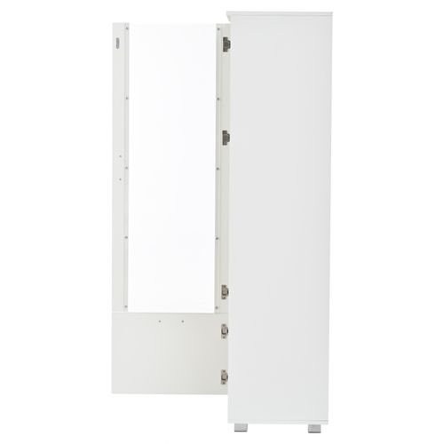 Vitrine 50x40x160 Cm, Porte En Acrylique, 3 Étagères En Verre Et LED, Panneaux Particules, Blanc