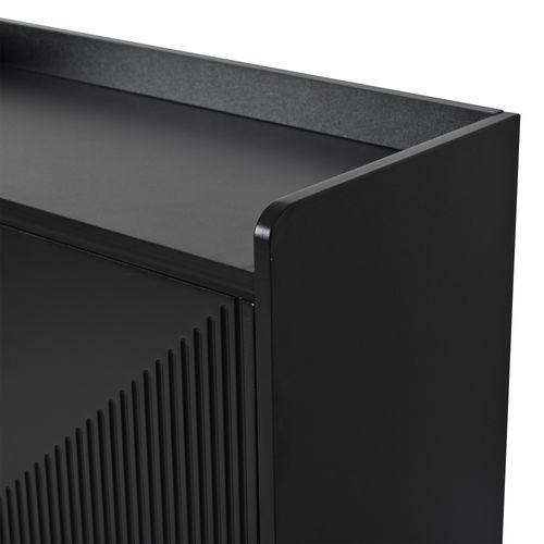 Buffet à Chaussures 70x30x120 Cm Avec 3 Portes Abattantes, 6 Compartiments Réglables, Mdf, Noir