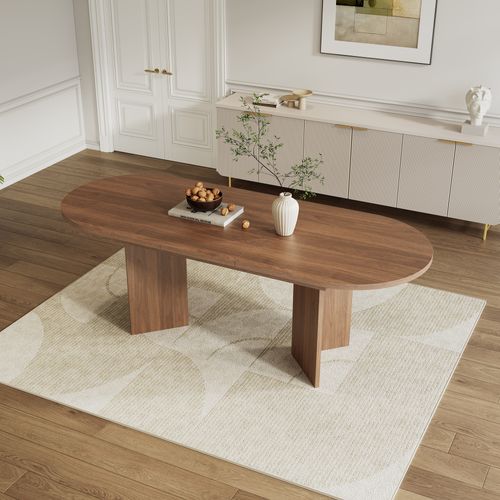 Table Extensible 140/180x90x75 Cm Avec 18 Mm D'épaisseur, Coins Arrondis, En Mdf, Couleur Marron