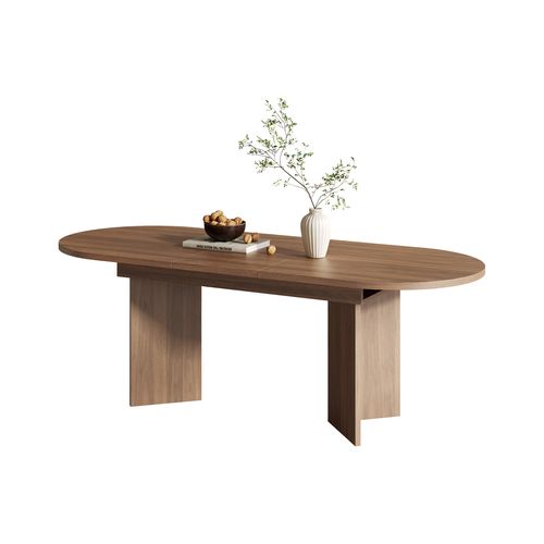 Table Extensible 140/180x90x75 Cm Avec 18 Mm D'épaisseur, Coins Arrondis, En Mdf, Couleur Marron