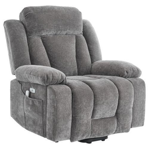 Fauteuil 95x94x107 Cm Avec Massage à 8 Points, Fonction Chauffante, Repose-pieds Et USB, Gris