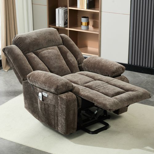 Fauteuil 95x94x107 Cm Avec Massage à 8 Points, Fonction Chauffante, Repose-pieds Et USB, Brun