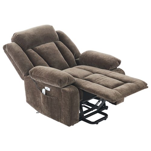 Fauteuil 95x94x107 Cm Avec Massage à 8 Points, Fonction Chauffante, Repose-pieds Et USB, Brun