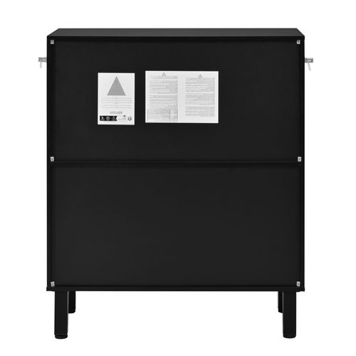 Buffet 80x38,5x95 Cm Armoire à Chaussures Avec Étagères Réglables, Pieds Métals, Portes, Mdf, Noir