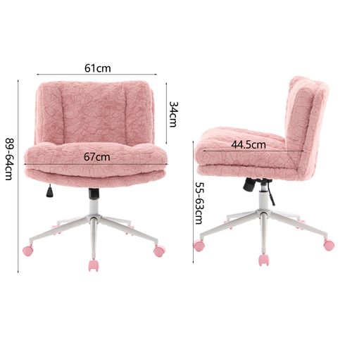 Chaise De Bureau Avec Siège Large, Base Métallique, Réglable Et Pivotante, Tissu , Rose