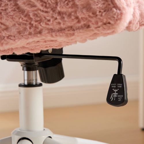 Chaise De Bureau Avec Siège Large, Base Métallique, Réglable Et Pivotante, Tissu , Rose