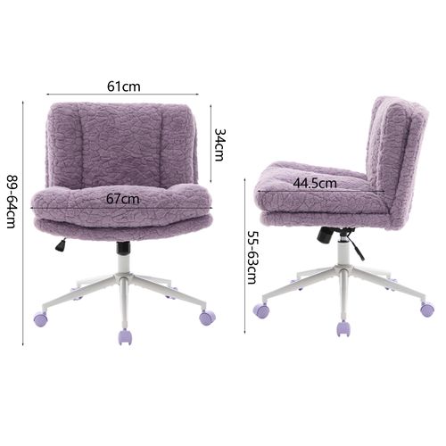 Chaise De Bureau Avec Siège Large, Base Métallique, Réglable Et Pivotante, Tissu , Violet