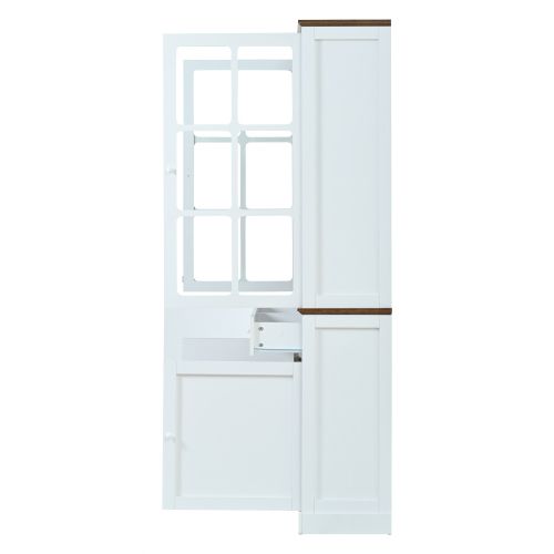 Vitrine LED 120x36,5x200 Cm Avec 2 Tiroirs Et 4 Portes, Portes Vitrées, Mdf, Blanc