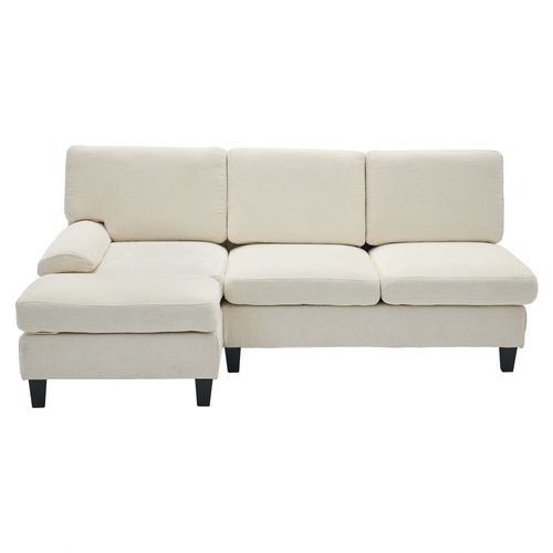 Canapé Modulable 3 Places 194x118x81 Cm, Canapé D'angle Avec Ottoman Amobile, Tissu, Beige