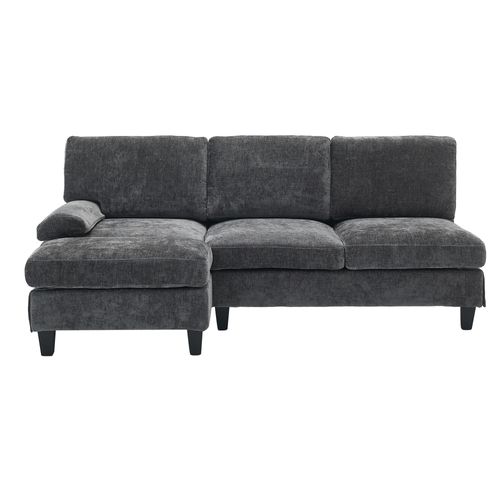 Canapé Modulable 3 Places 194x118x81 Cm, Canapé D'angle Avec Ottoman Amobile, Tissu, Gris
