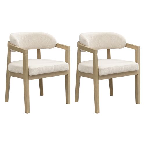 Chaises De Salle à Manger Modernes 2 Pièces Avec Accoudoirs, Bois + Tissu, couleur Bois