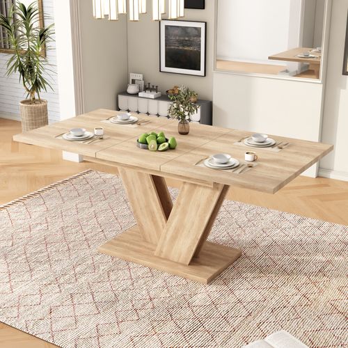 Table à Manger Extensible 140/180x80x75.6 Cm, Pour 4-6 Personnes, Mdf, Couleur Bois