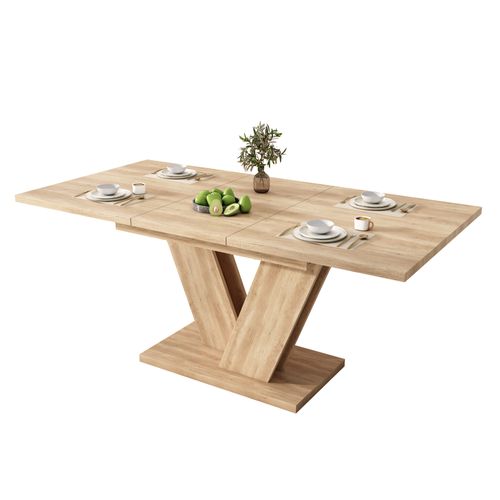 Table à Manger Extensible 140/180x80x75.6 Cm, Pour 4-6 Personnes, Mdf, Couleur Bois