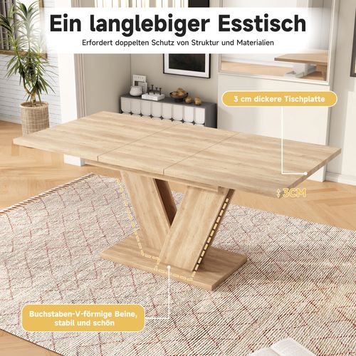 Table à Manger Extensible 140/180x80x75.6 Cm, Pour 4-6 Personnes, Mdf, Couleur Bois