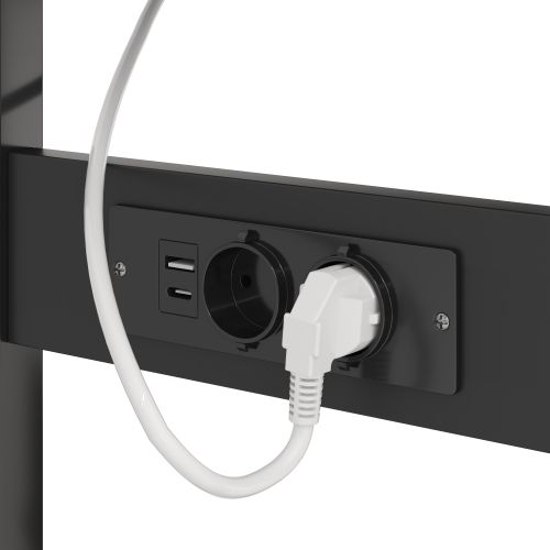 Buffet De Cuisine 115x40x180 Cm Avec 4 Portes, Étagères Ouvertes, LED Et Prise, Mdf, Noir