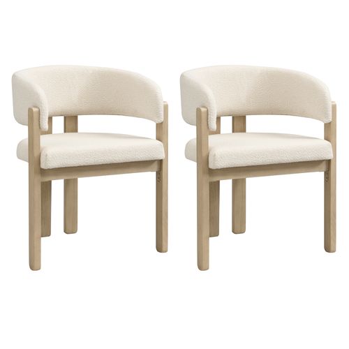 Chaises De Salle à Manger Modernes Avec Accoudoirs, Lot De 2, Bois + Tissu, ​​couleur Bois